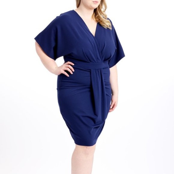 Royal Blue Drop Kimono Sleeved Dress - Picture 2 of 5